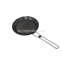 Non-stick rund grill wok med foldehåndtag
